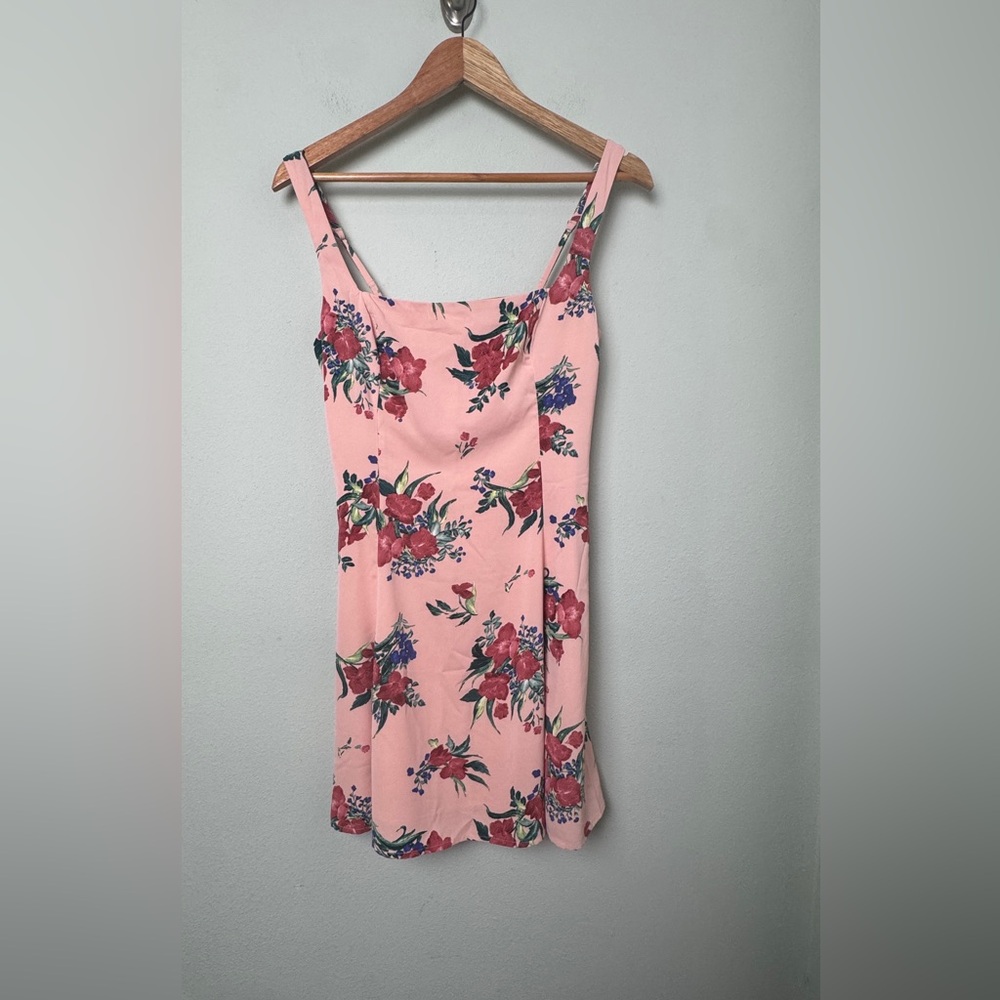 Abercrombie & Fitch Fit and Flare‎ Squareneck Smocked Mini Dress Blush Floral M - Picture 7 of 16